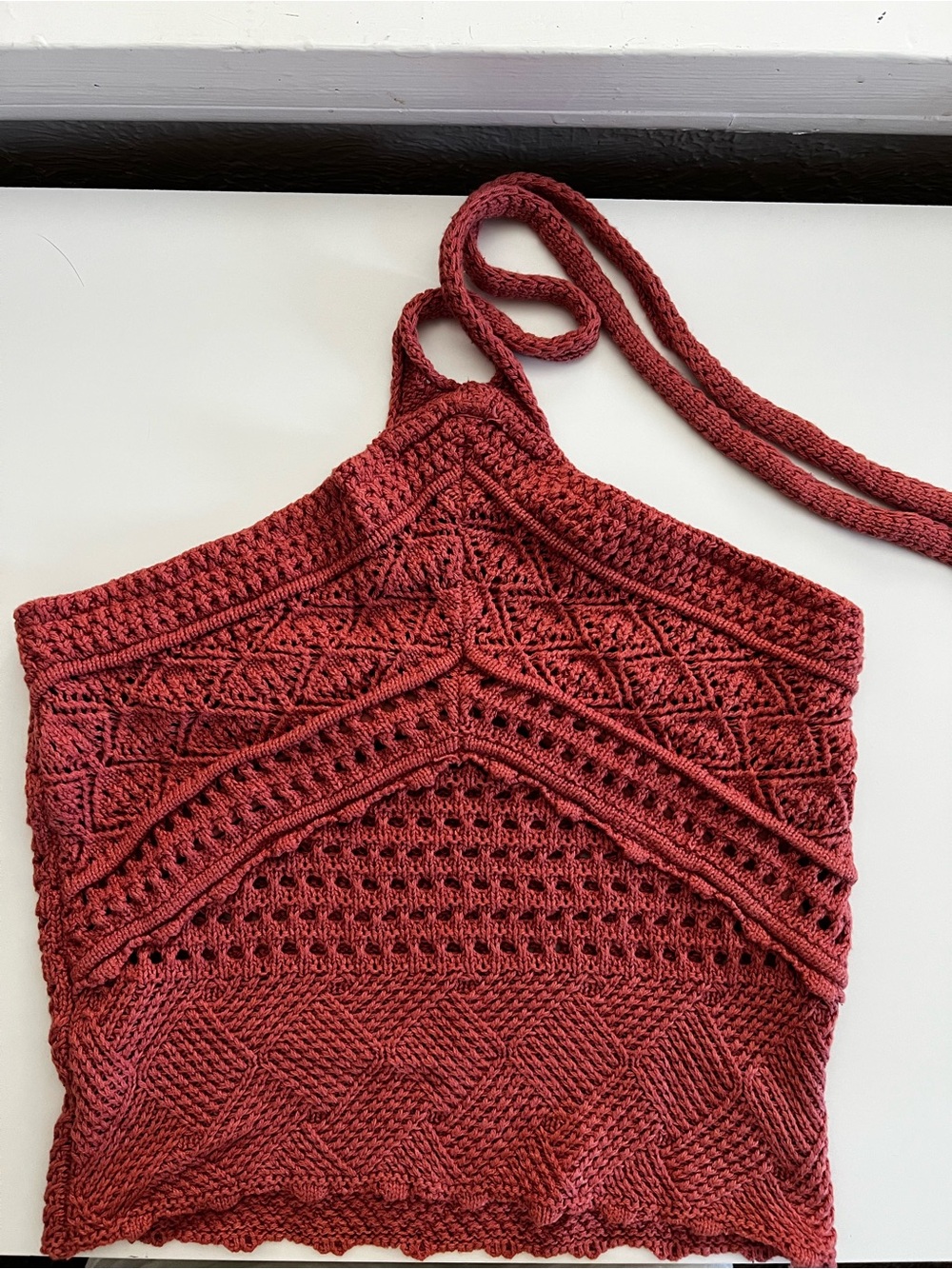 Women’s Crochet Swim Top - Rust Red